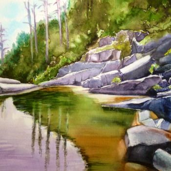 Painting titled "Piscine naturelle" by Sandra B., Original Artwork, Watercolor