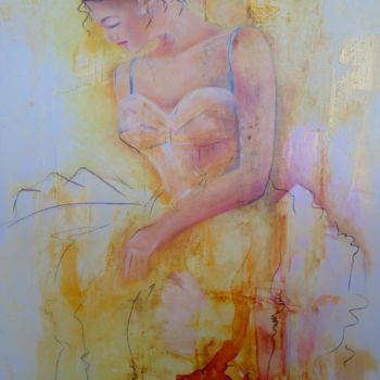 Pintura intitulada "Moça em Laranja" por Sandra Filardi, Obras de arte originais, Óleo