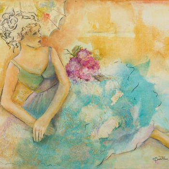 Pintura intitulada "Moça em Azul" por Sandra Filardi, Obras de arte originais, Óleo