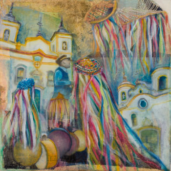 Malarstwo zatytułowany „Congado Mineiro II” autorstwa Sandra Filardi, Oryginalna praca, Olej