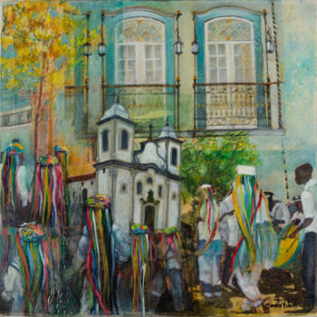 Peinture intitulée "Congado Mineiro IV" par Sandra Filardi, Œuvre d'art originale, Autre