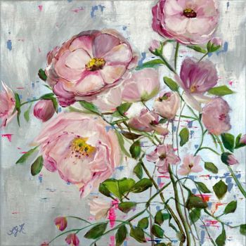 Painting titled "Pink Roses" by Sandra Gebhardt-Hoepfner, Original Artwork, Acrylic