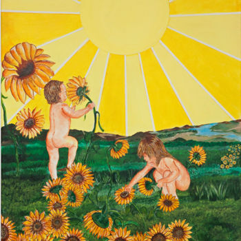 Pintura intitulada "El Sol" por Sandra Osaer, Obras de arte originais, Acrílico