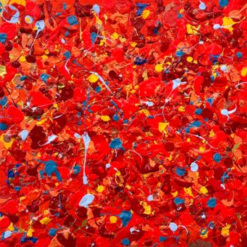 Картина под названием "Rouge" - Sandrine, Подлинное произведение искусства, Акрил Установлен на Деревянная рама для носилок
