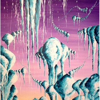 Peinture intitulée "stalagtites emeraud…" par Sandrine Audevard, Œuvre d'art originale, Huile