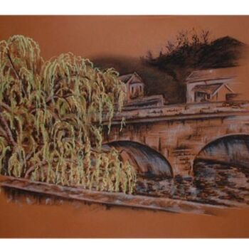 Peinture intitulée "Le pont de Saint Le…" par Sandrine Audevard, Œuvre d'art originale, Huile