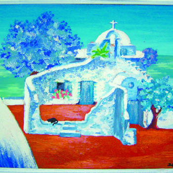 Peinture intitulée "eglise-grecque.jpg" par Saba, Œuvre d'art originale