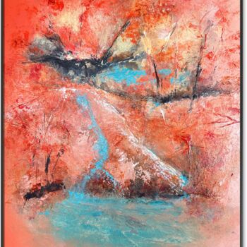 Painting titled "Cascade 1" by Sandrine Belmont, Original Artwork, Acrylic Mounted on Wood Stretcher frame