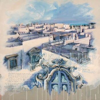 Painting titled "PUGLIA 14" by Sandrine Blondel, Original Artwork, Acrylic Mounted on Wood Stretcher frame