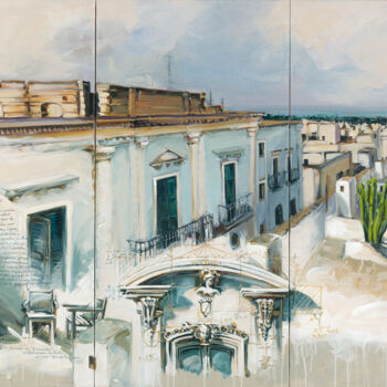 Painting titled "PUGLIA 11 BIS" by Sandrine Blondel, Original Artwork, Acrylic Mounted on Wood Stretcher frame