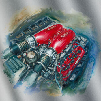 Painting titled "FERRARI 430" by Sandrine Blondel, Original Artwork, Acrylic Mounted on Metal