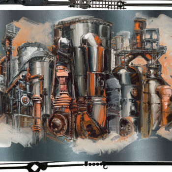 绘画 标题为“CUVE 3” 由Sandrine Blondel, 原创艺术品, 丙烯 安装在金属上