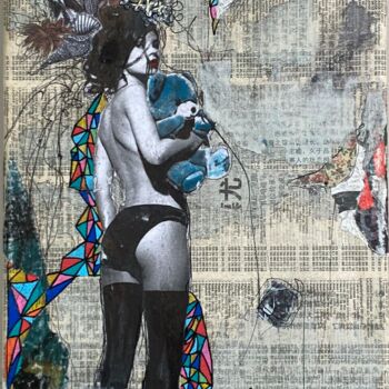 Collages titled "POÉTIQUE III" by Fourmi, Original Artwork, Collages