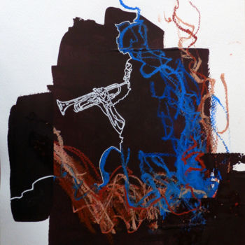 Dessin intitulée ""expresso bleu"" par Sandrine Gergaud, Œuvre d'art originale, Acrylique