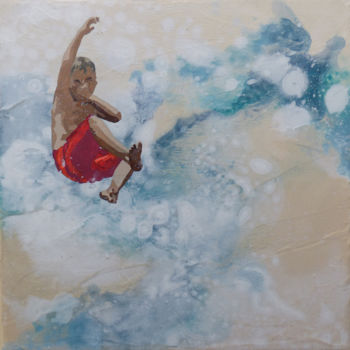 Painting titled ""splash fastoche"" by Sandrine Gergaud, Original Artwork, Acrylic Mounted on Wood Stretcher frame