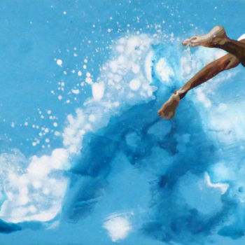 Peinture intitulée ""le sel d'Atlantiqu…" par Sandrine Gergaud, Œuvre d'art originale, Acrylique Monté sur Châssis en bois
