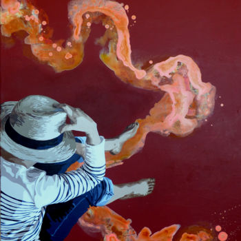 Pittura intitolato ""rouges tapants"" da Sandrine Gergaud, Opera d'arte originale, Acrilico Montato su Telaio per barella in…
