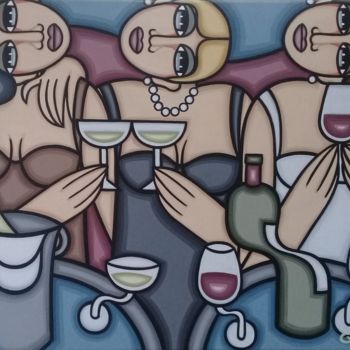 Painting titled "Soirée féminine" by Guena, Original Artwork, Acrylic