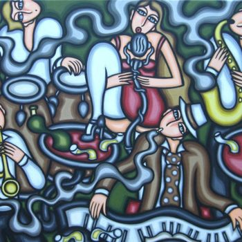 Painting titled "Saxo fumant" by Guena, Original Artwork, Acrylic