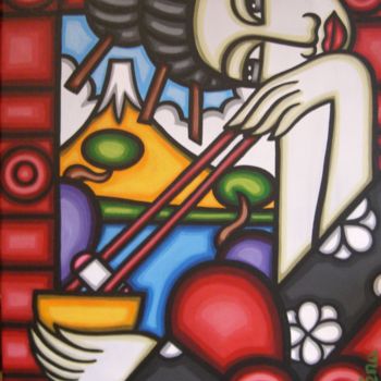 Pittura intitolato "Les sushis de la ge…" da Guena, Opera d'arte originale, Acrilico