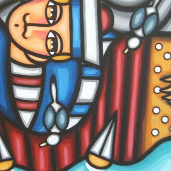 Peinture intitulée "Marin à l'accordéon" par Guena, Œuvre d'art originale, Acrylique