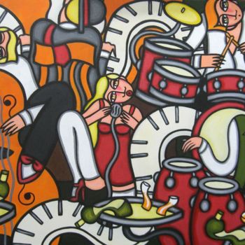 Painting titled "La musique" by Guena, Original Artwork, Acrylic