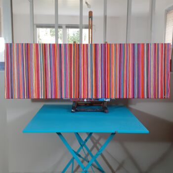 Painting titled "Colors vibrations p5" by Guena, Original Artwork, Acrylic Mounted on Wood Stretcher frame