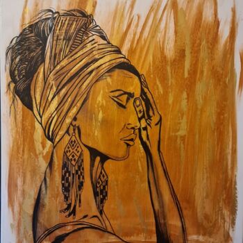 Painting titled "Baya" by Sandrine Guimberteau, Original Artwork, Acrylic Mounted on Wood Stretcher frame