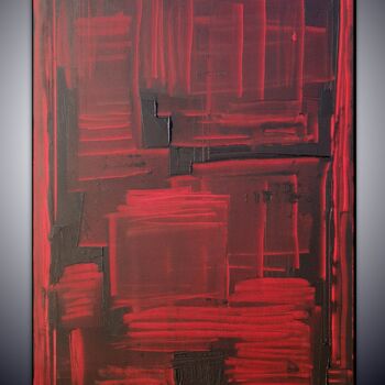 Painting titled "Tableau abstrait ro…" by Sandrine Hartmann, Original Artwork, Acrylic Mounted on Wood Stretcher frame