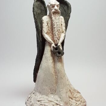 Sculpture intitulée "Le vieil ange" par Sandrine Julien (Nizebulle), Œuvre d'art originale, Terre cuite
