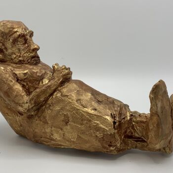 Sculpture intitulée "Ogre endormi" par Sandrine Julien (Nizebulle), Œuvre d'art originale, Plâtre