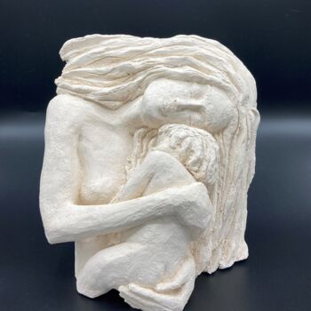 Sculpture intitulée "Femme et enfant" par Sandrine Julien (Nizebulle), Œuvre d'art originale, Terre cuite