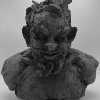 Sculptuur getiteld "Le Satyre" door Sandrine Julien (Nizebulle), Origineel Kunstwerk, Terra cotta