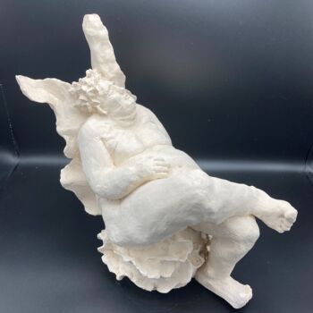 Скульптура под названием "L'ange Bacchus" - Sandrine Julien (Nizebulle), Подлинное произведение искусства, Терракота