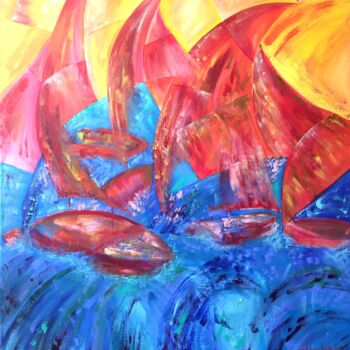 Painting titled "Voiles 2" by Sandrine Langlade, Original Artwork, Acrylic