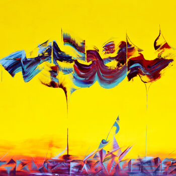 Painting titled "Symphonie en bleu m…" by Sandrine Langlade, Original Artwork, Acrylic