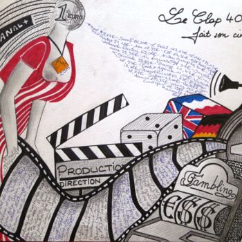 Dibujo titulada "Le Clap 40 (fait so…" por Sandrine Langlade, Obra de arte original, Rotulador