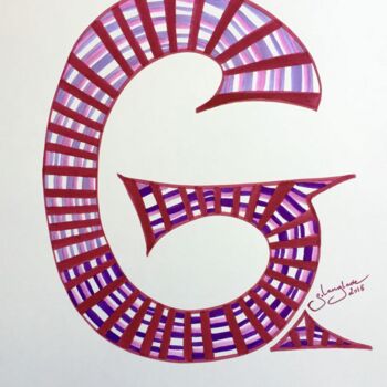 Dessin intitulée "G comme... Gabriel" par Sandrine Langlade, Œuvre d'art originale, Encre