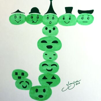 图画 标题为“Justin jovial et jo…” 由Sandrine Langlade, 原创艺术品, 墨