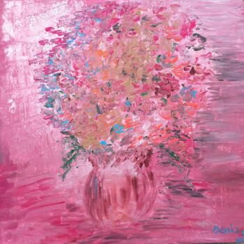Peinture intitulée "pink flower" par Sandrine Lemaître, Œuvre d'art originale, Acrylique