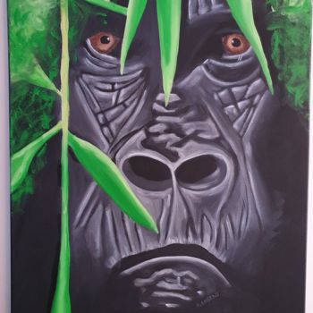 Peinture intitulée "Gorille réel" par Sandrine Loiseau, Œuvre d'art originale, Acrylique