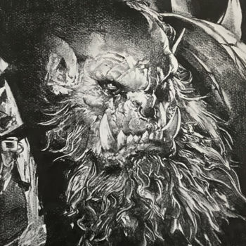 Drawing titled "Orc" by Sandrine Royer, Original Artwork, Graphite