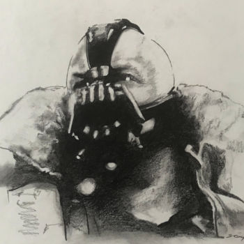 Drawing titled "Bane" by Sandrine Royer, Original Artwork, Graphite Mounted on Glass