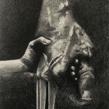 Drawing titled "Wolverine" by Sandrine Royer, Original Artwork, Graphite Mounted on Glass