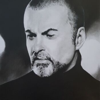 제목이 "George Michael"인 그림 Sandrine Saloni로, 원작, 흑연