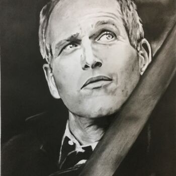 Dessin intitulée "Paul Newman...." par Sandrine Saloni, Œuvre d'art originale, Graphite