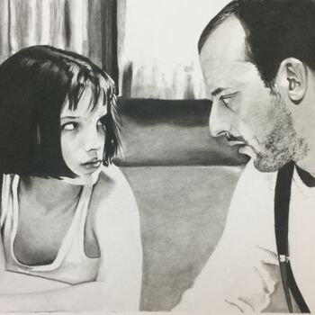 "Léon" başlıklı Resim Sandrine Saloni tarafından, Orijinal sanat, Grafit