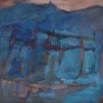 Painting titled "barrière bleue" by Sandrine Wely, Original Artwork