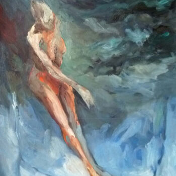 Painting titled "Funambuleuse" by Sandrine Wely, Original Artwork, Oil