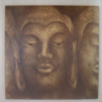 Malerei mit dem Titel "visages bouddha" von Sandrine Sàn, Original-Kunstwerk